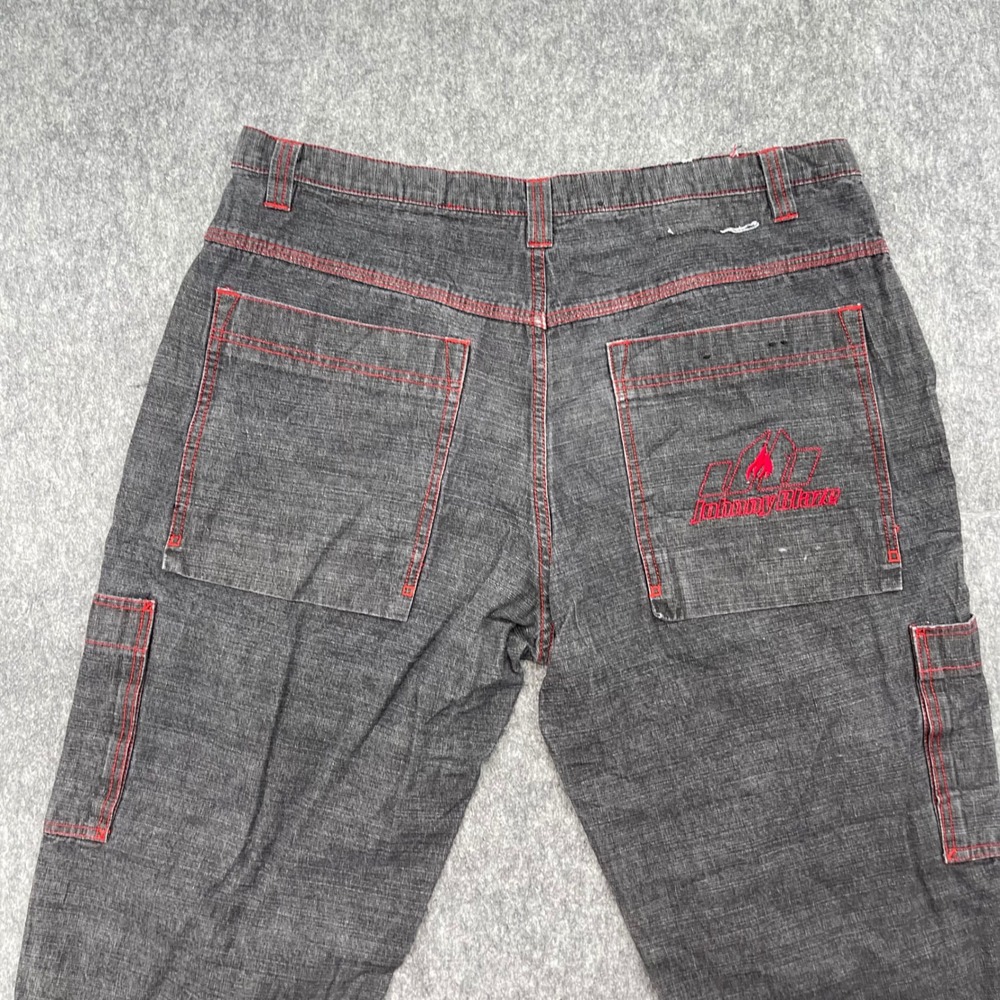 Vintage Johnny Blaze Jeans 40x30 Grey Contrast Stitch Baggy Y2K Hip Hop